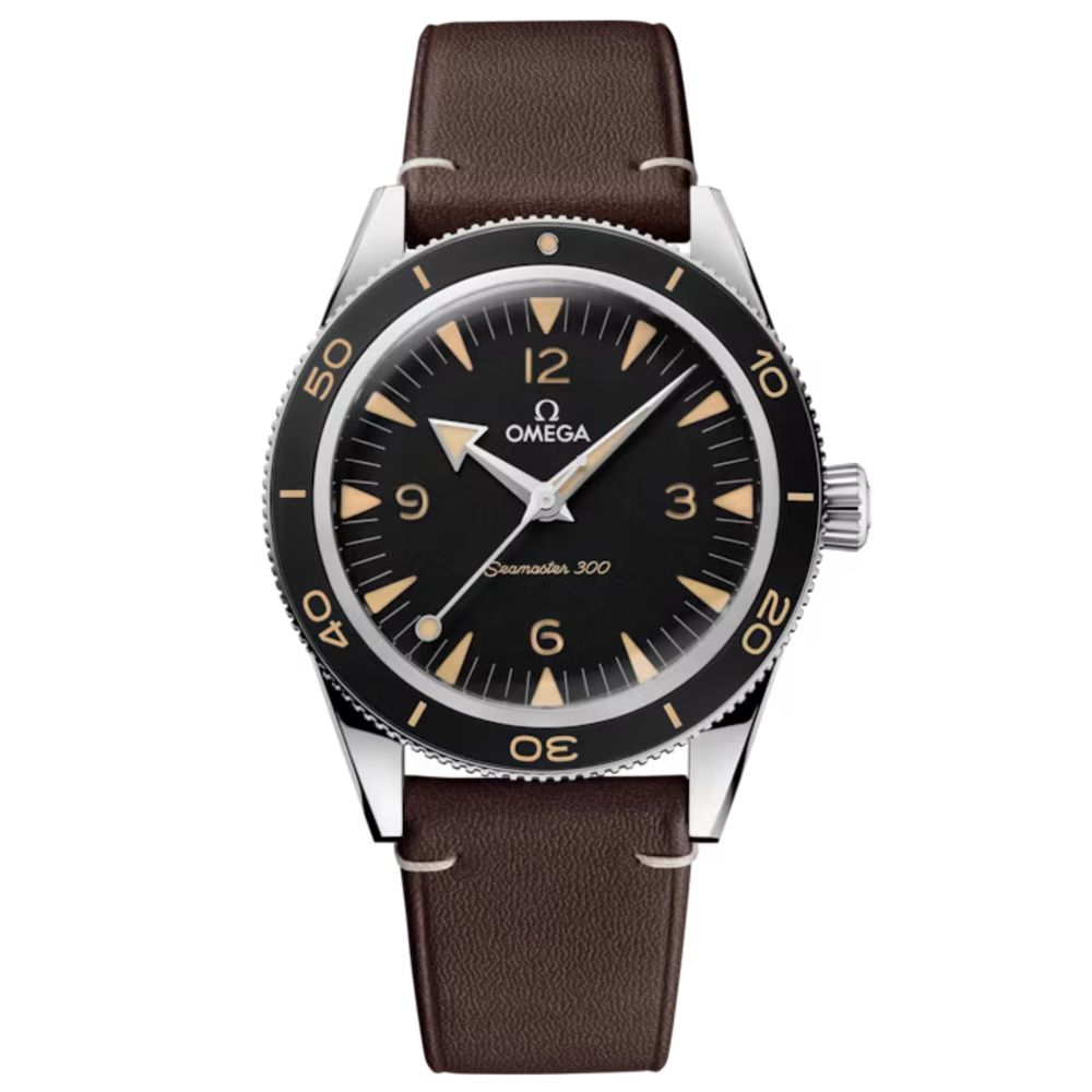 Omega Seamaster 300 Steel on Leather Strap 234.32.41.21.01.001 New Full Set