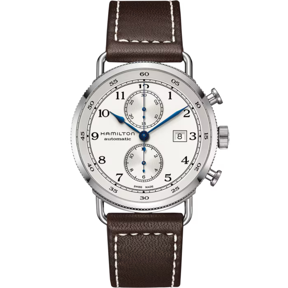 Hamilton Khaki Navy Pioneer Auto Chrono H77706553 New Full Set