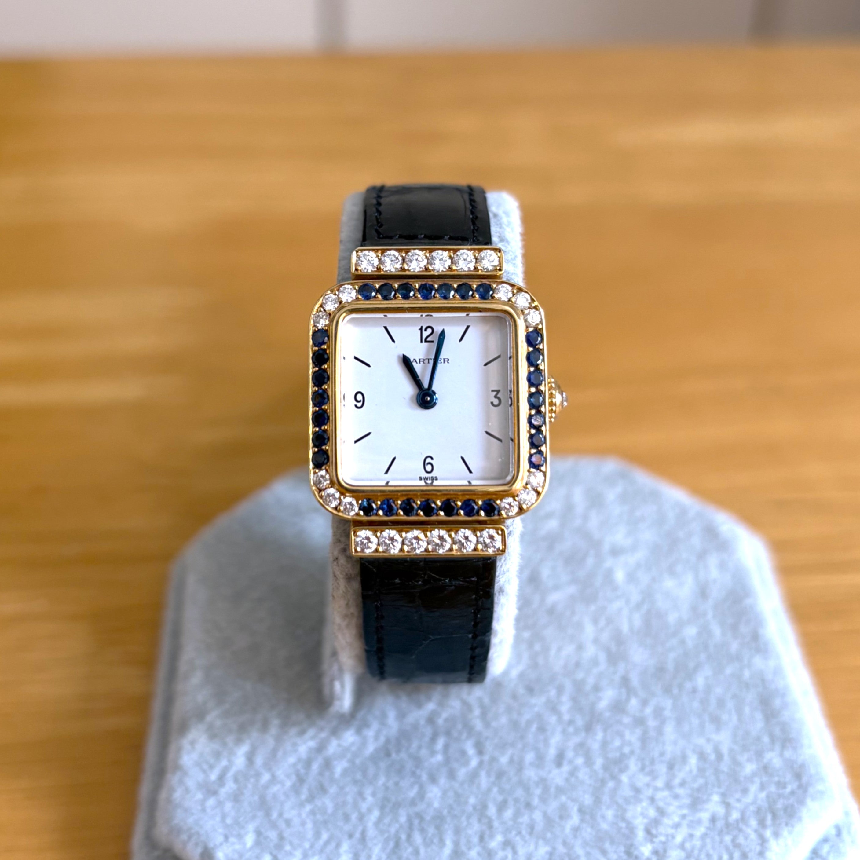 Cartier Yellow-Gold Sapphire and Diamond Watch Unworn / Full Set
