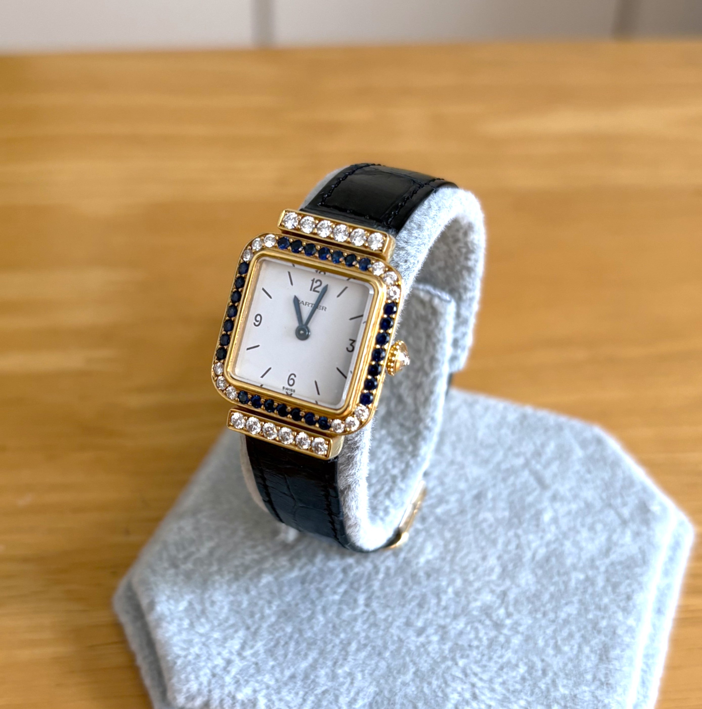 Cartier Yellow-Gold Sapphire and Diamond Watch Unworn / Full Set