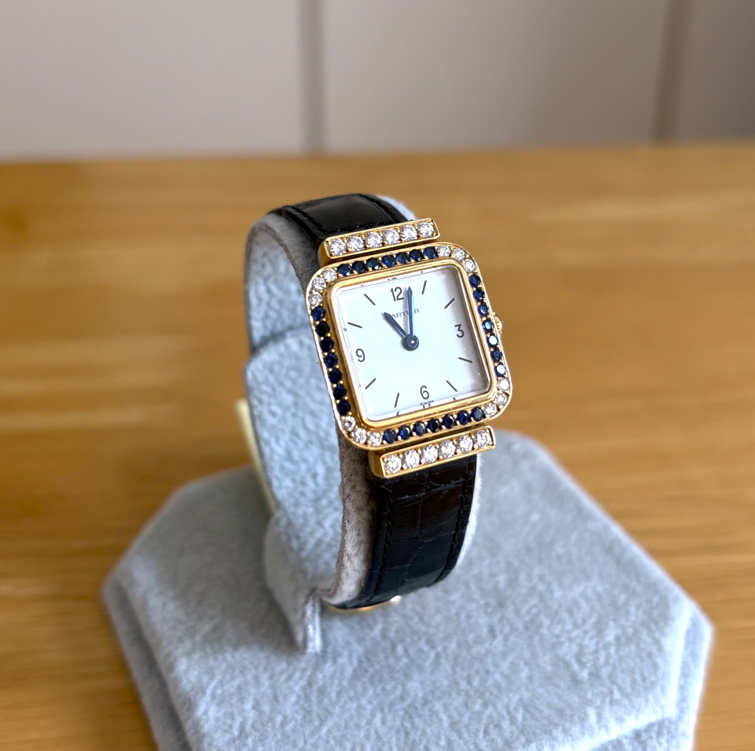 Cartier Yellow-Gold Sapphire and Diamond Watch Unworn / Full Set