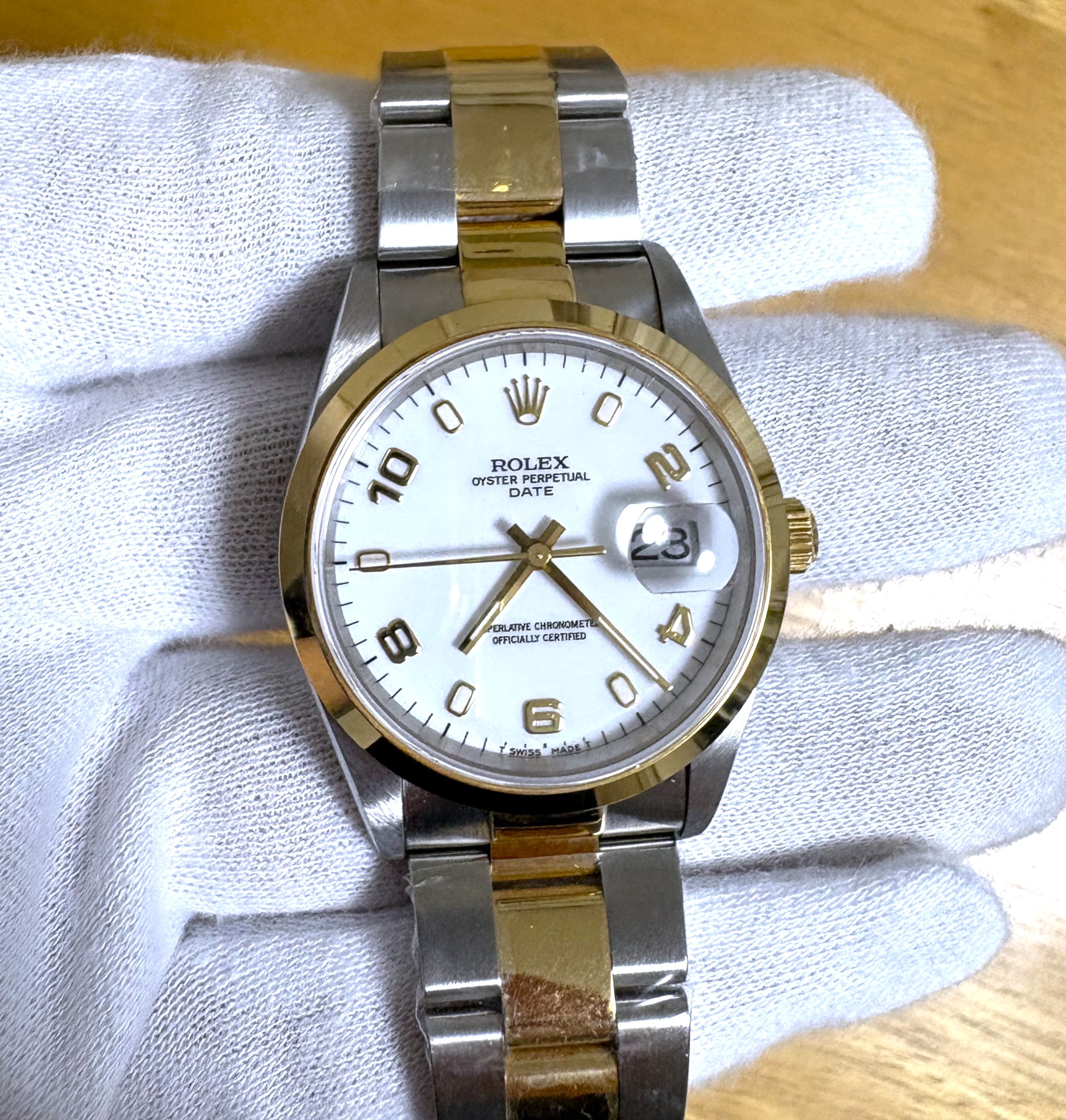 Rolex Oyster Perpetual Date White Dial 15203 Unworn with papers