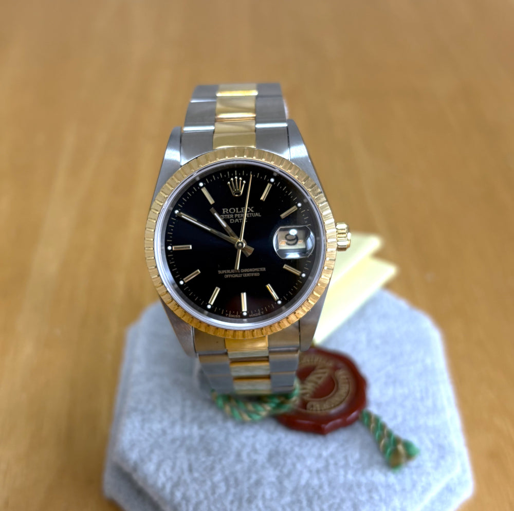 Rolex Oyster Perpetual Date Black Dial 15223 Unworn