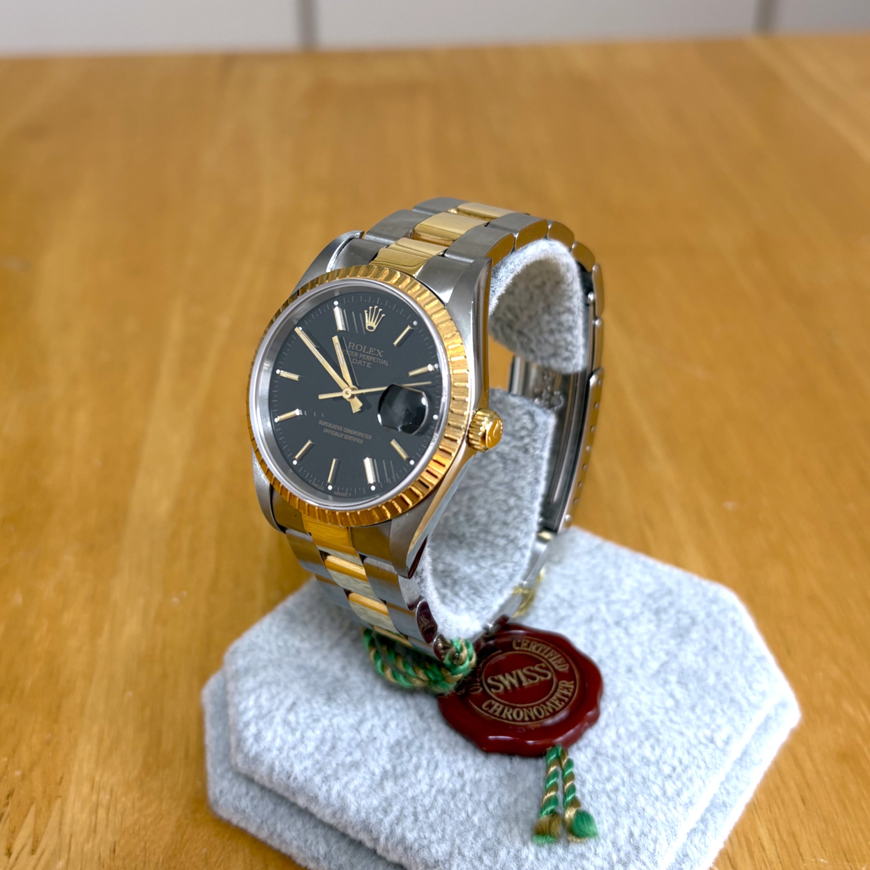 Rolex Oyster Perpetual Date Black Dial 15223 Unworn