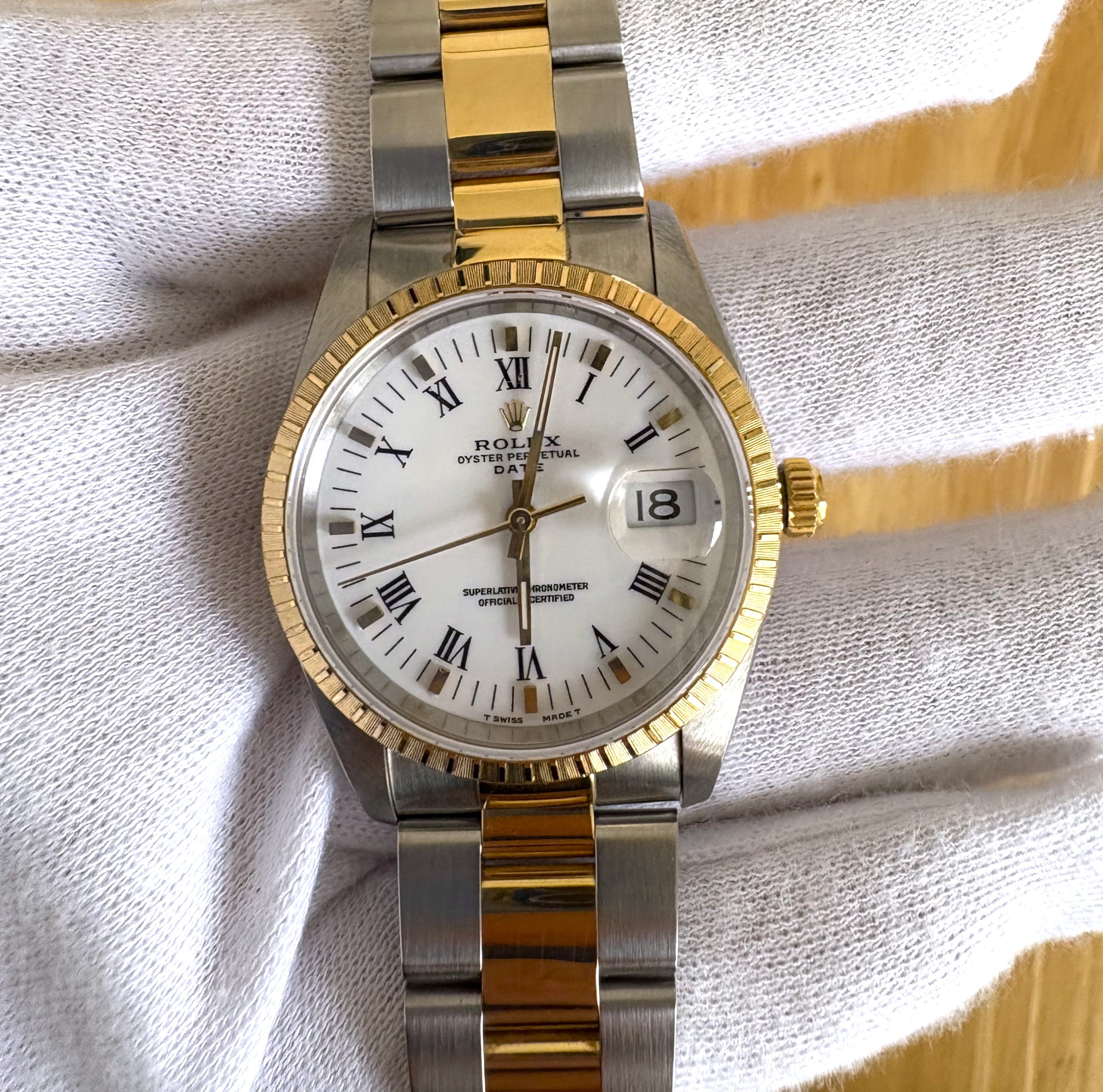 Rolex Oyster Perpetual Date White Dial 15223