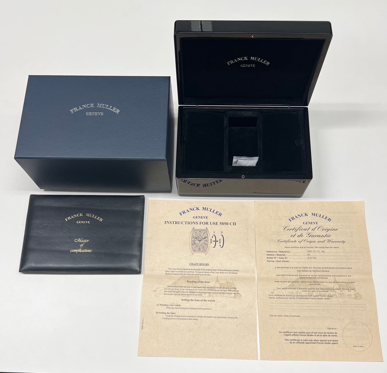 Franck Muller Crazy Hours 5850 CH TTL SWL 18K White Gold New Old Stock / Full Set