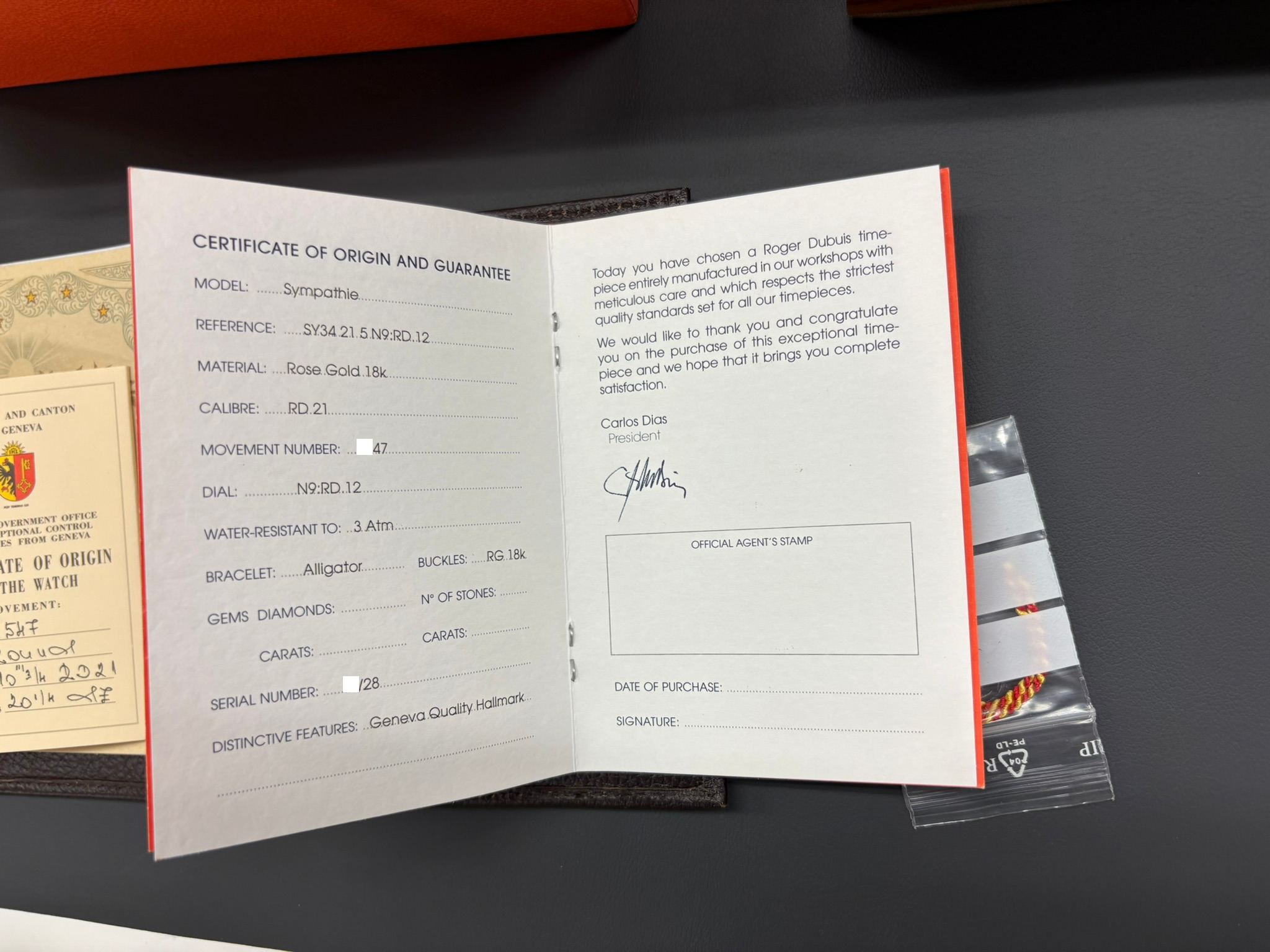 Roger Dubuis Sympathie SY34 21 5 N9:RD — NOS (New Old Stock) / Full Set Unworn